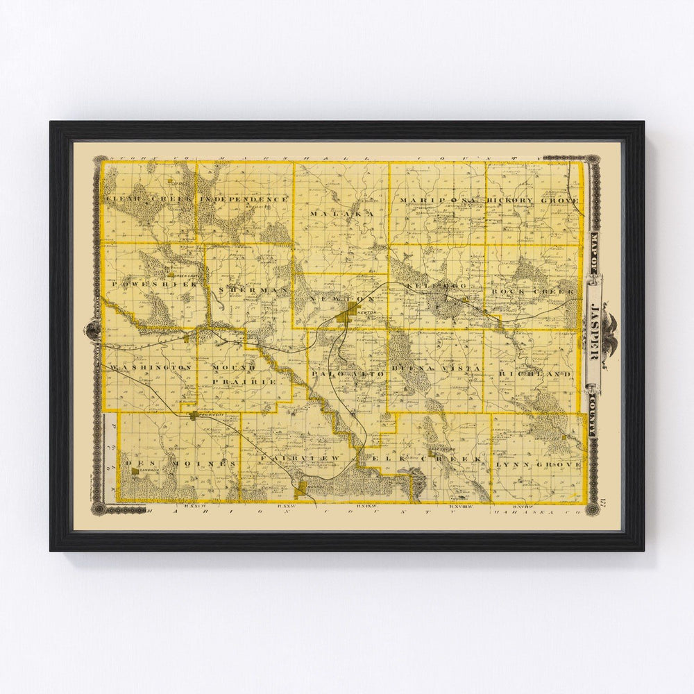 Jasper County Vintage Map 1875