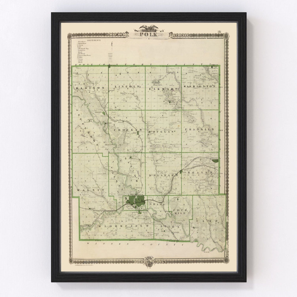 Polk County Vintage Map 1875