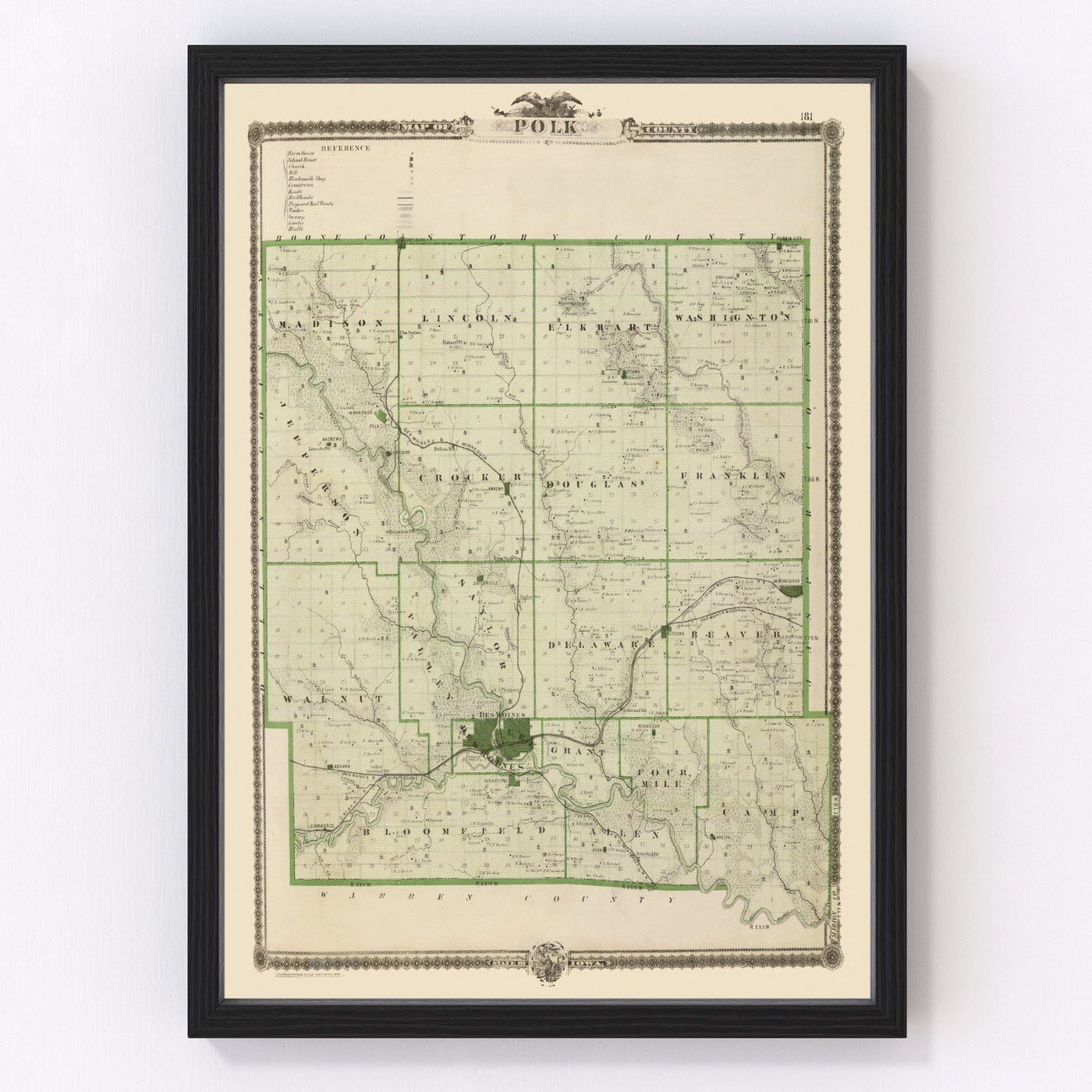 Polk County Vintage Map 1875