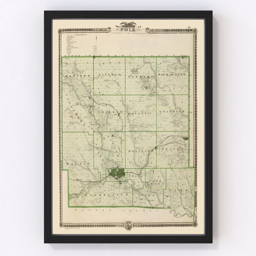 Polk County Vintage Map 1875