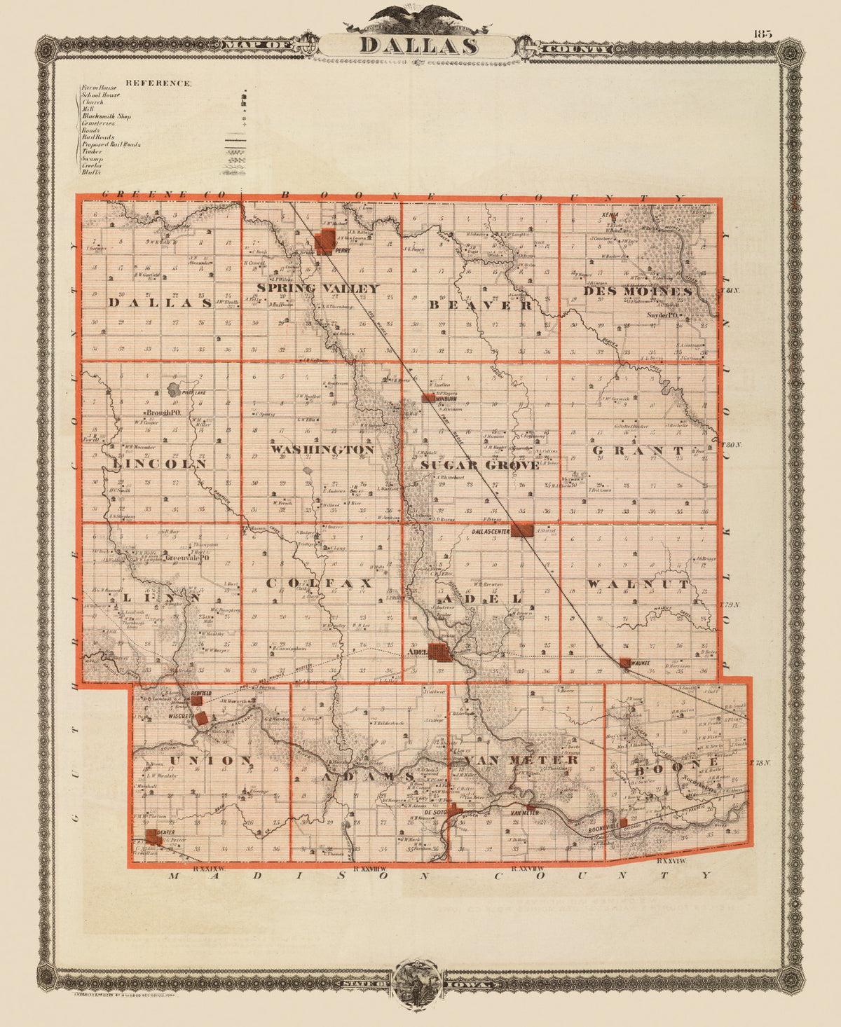 Preview of Vintage Map of Dallas County, Iowa 1875