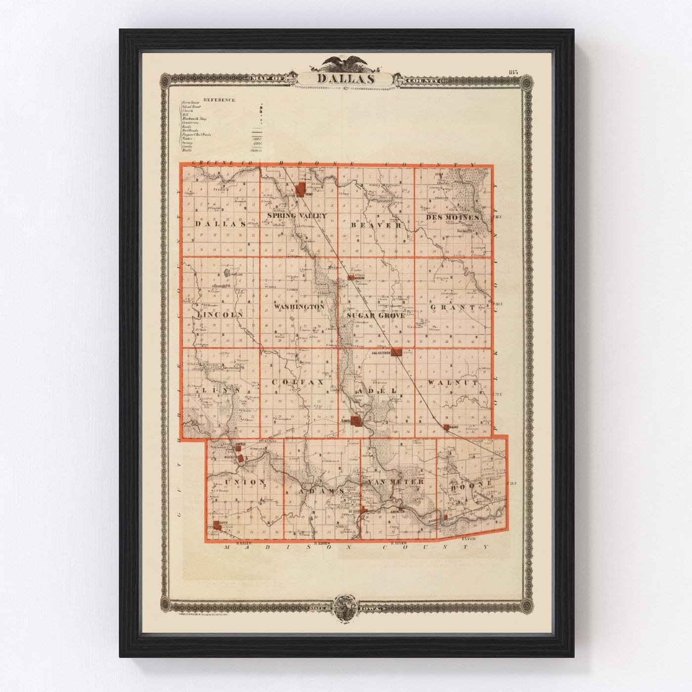 Dallas County Vintage Map 1875