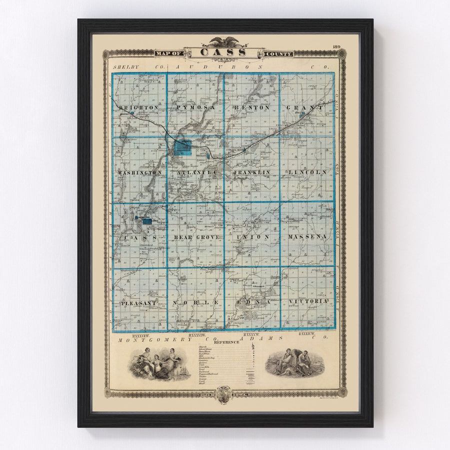 Cass County Vintage Map 1875