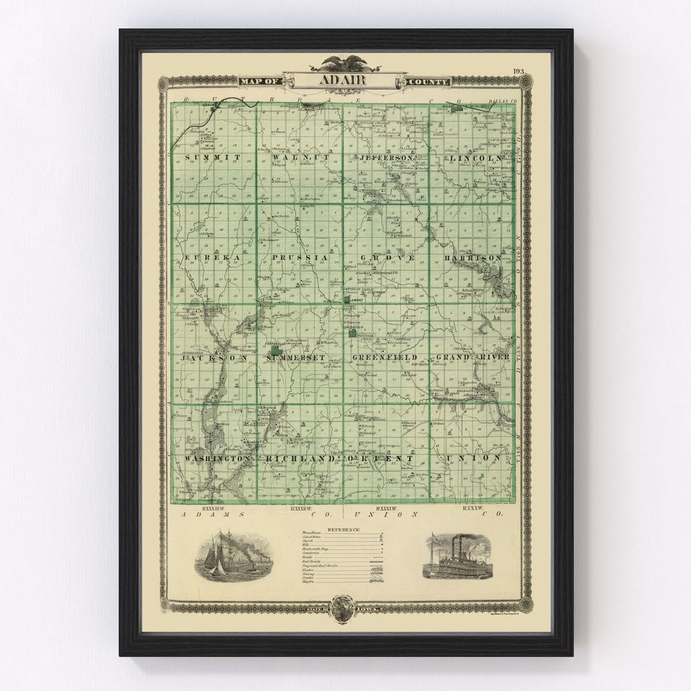 Adair County Vintage Map 1875