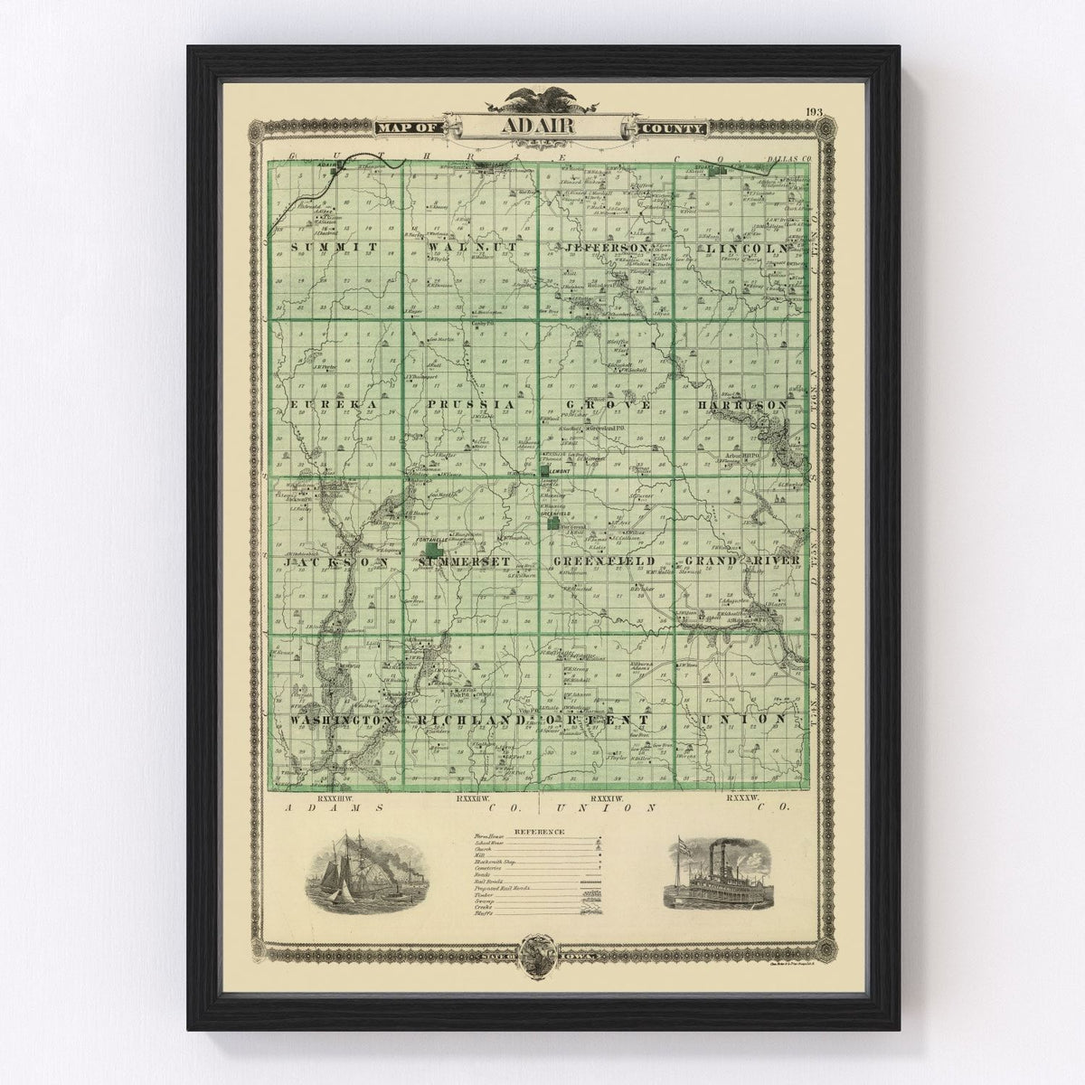 Adair County Vintage Map 1875