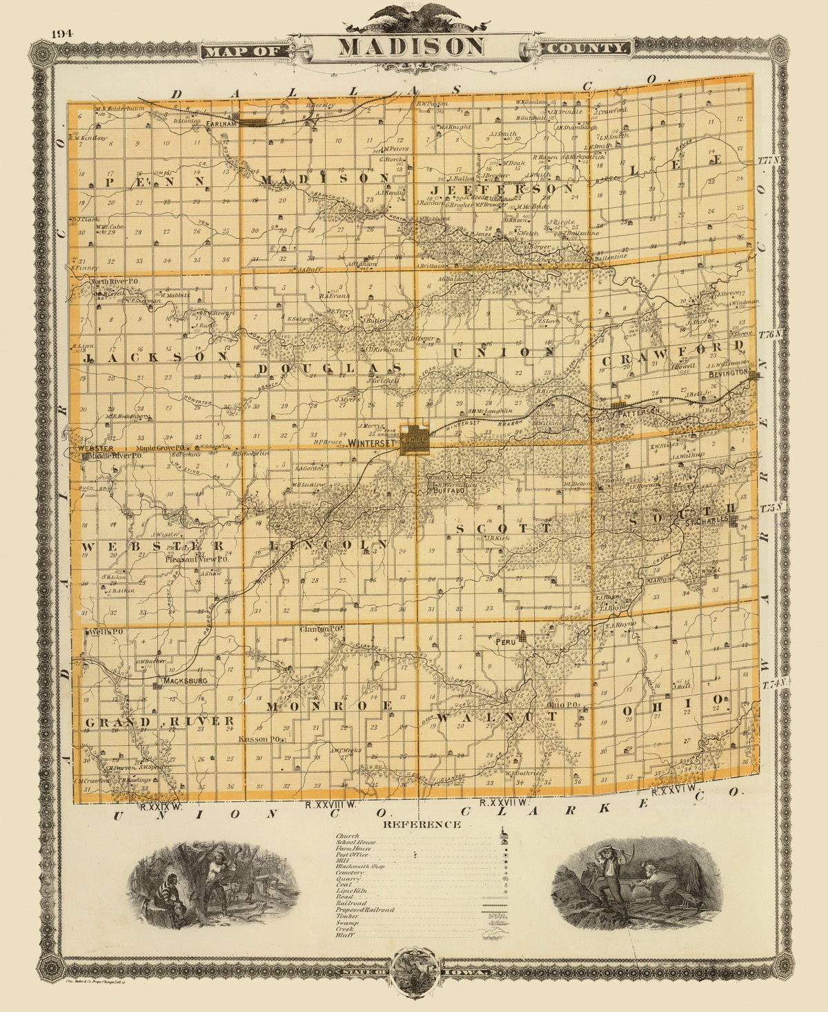Preview of Vintage Map of Madison County, Iowa 1875