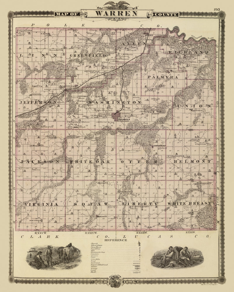 Size comparison using Vintage Map of Warren County, Iowa 1875