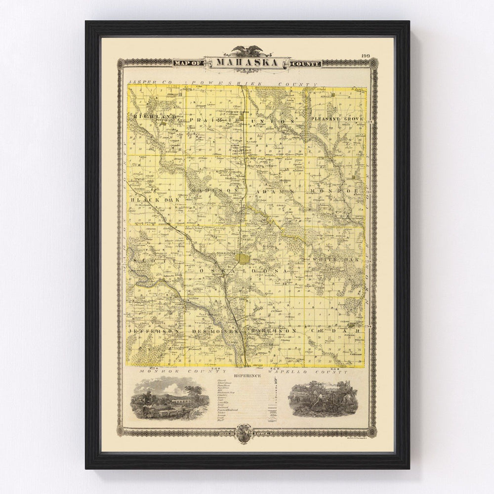 Mahaska County Vintage Map 1875