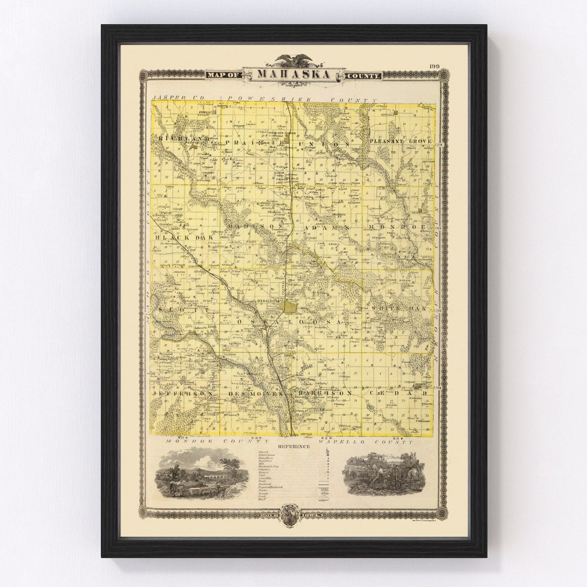 Mahaska County Vintage Map 1875