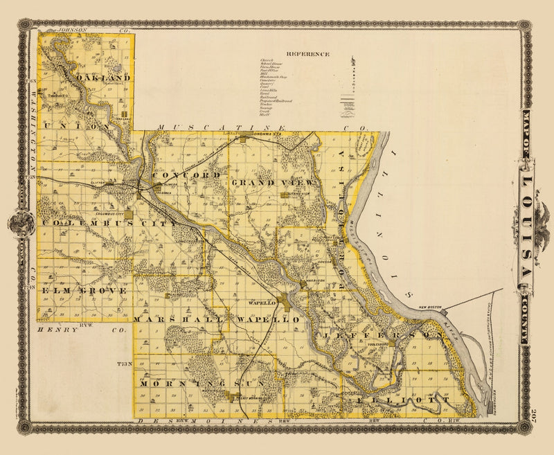Size comparison using Vintage Map of Louisa County, Iowa 1875