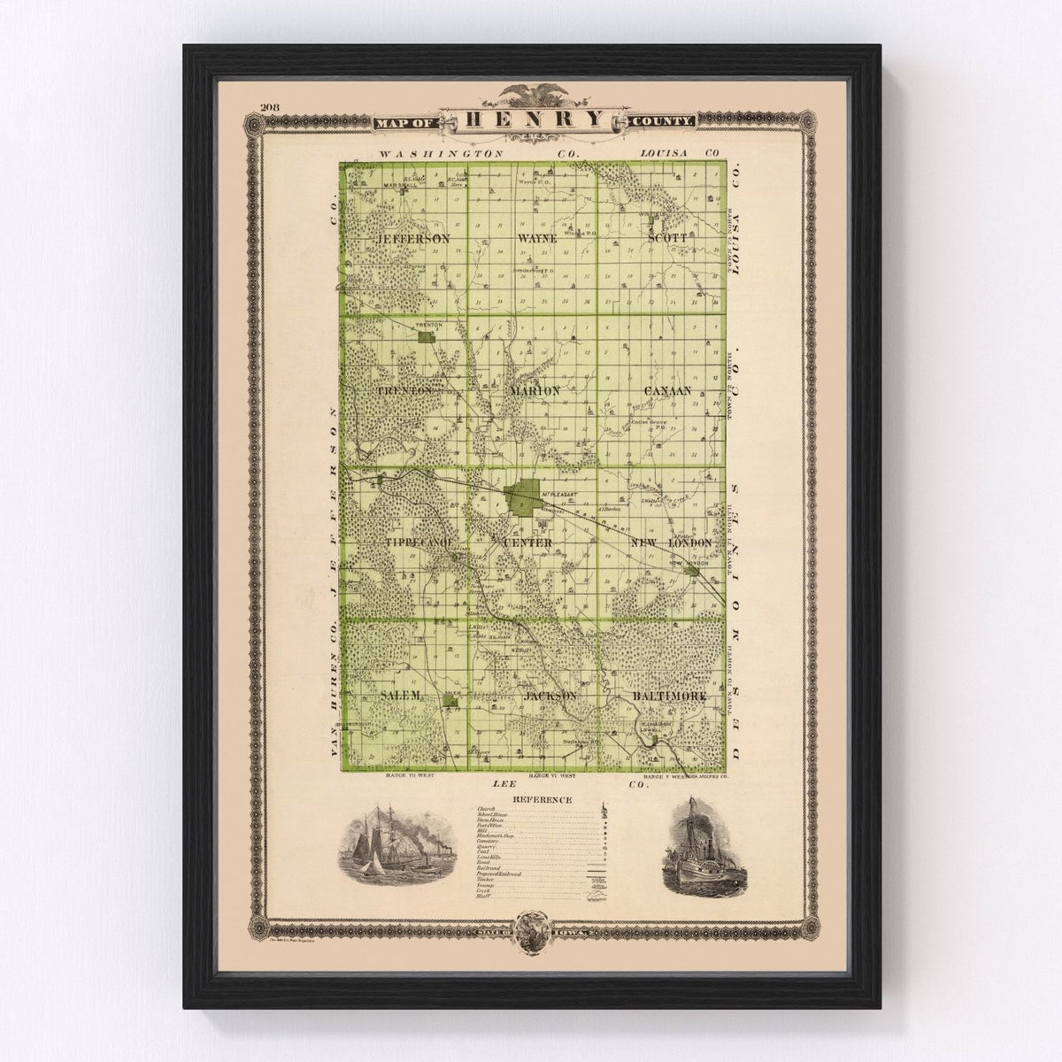 Henry County Vintage Map 1875