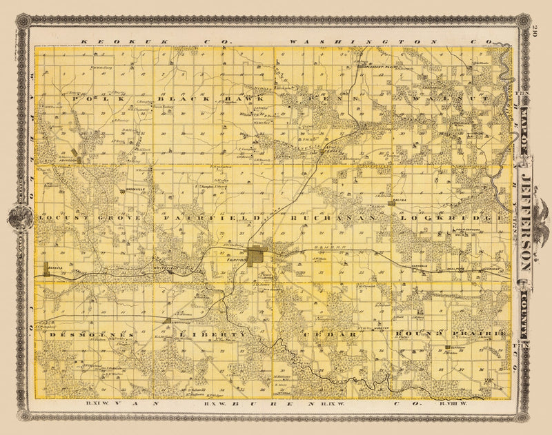 Size comparison using Vintage Map of Jefferson County, Iowa 1875