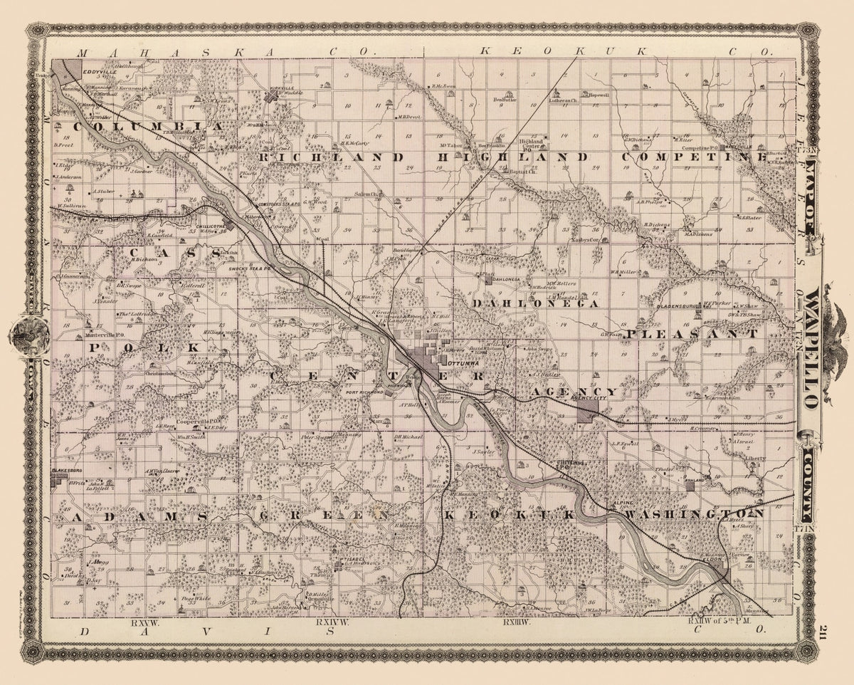 Preview of Vintage Map of Wapello County, Iowa 1875