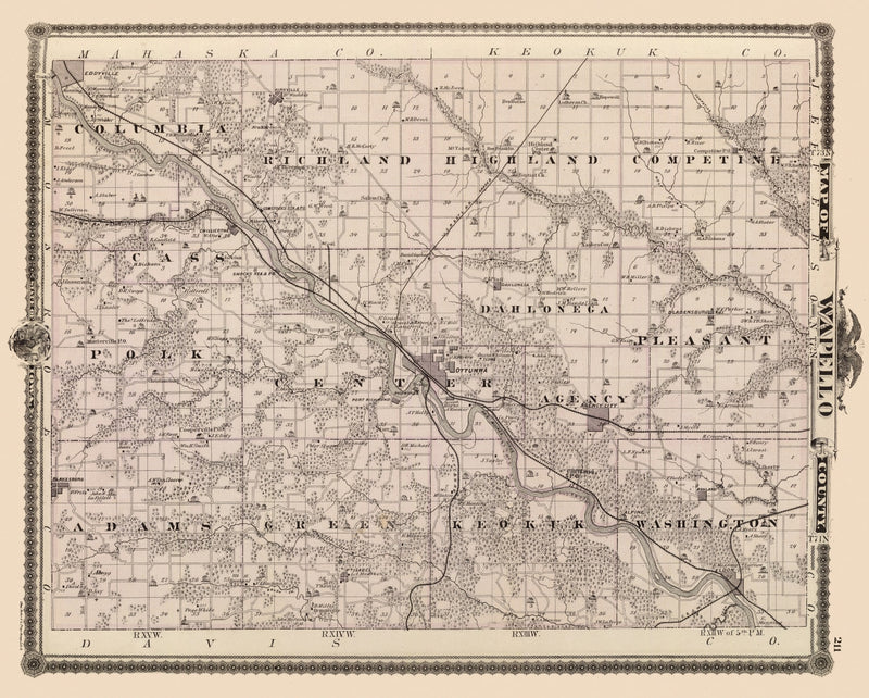 Size comparison using Vintage Map of Wapello County, Iowa 1875