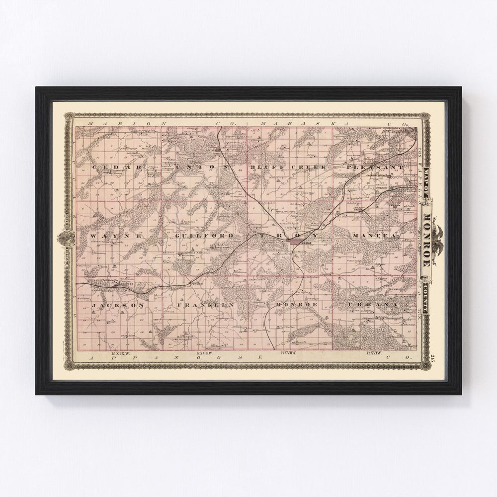 Monroe County Vintage Map 1875