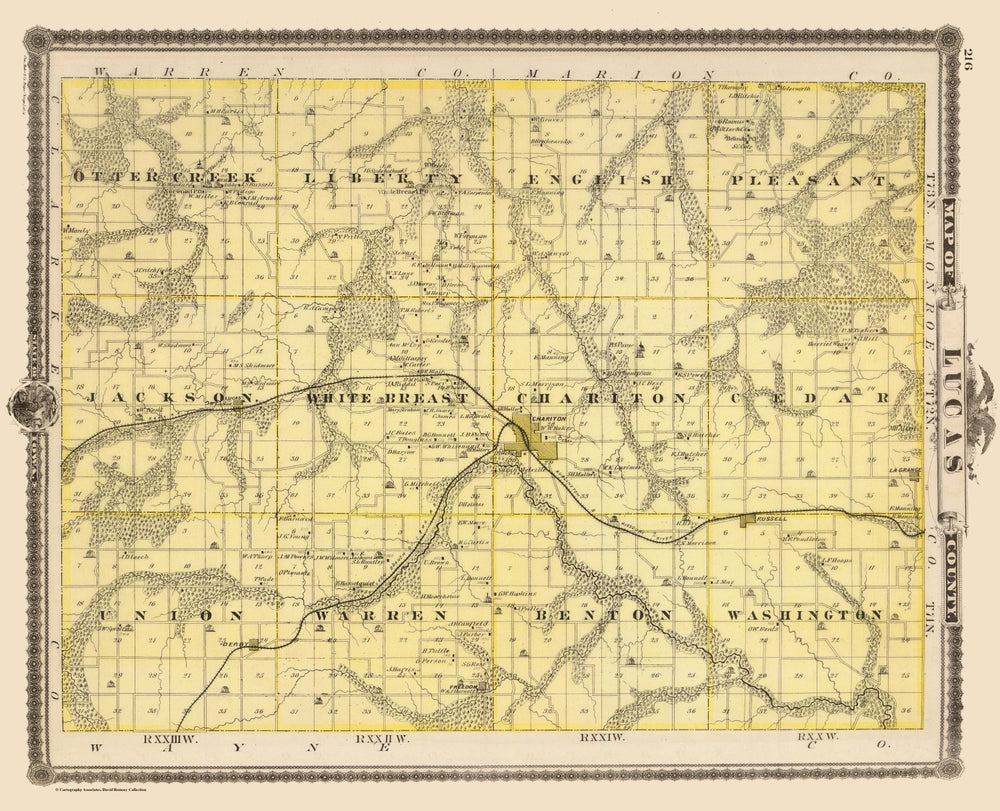 Vintage Map of Lucas County, Iowa 1875 print style example