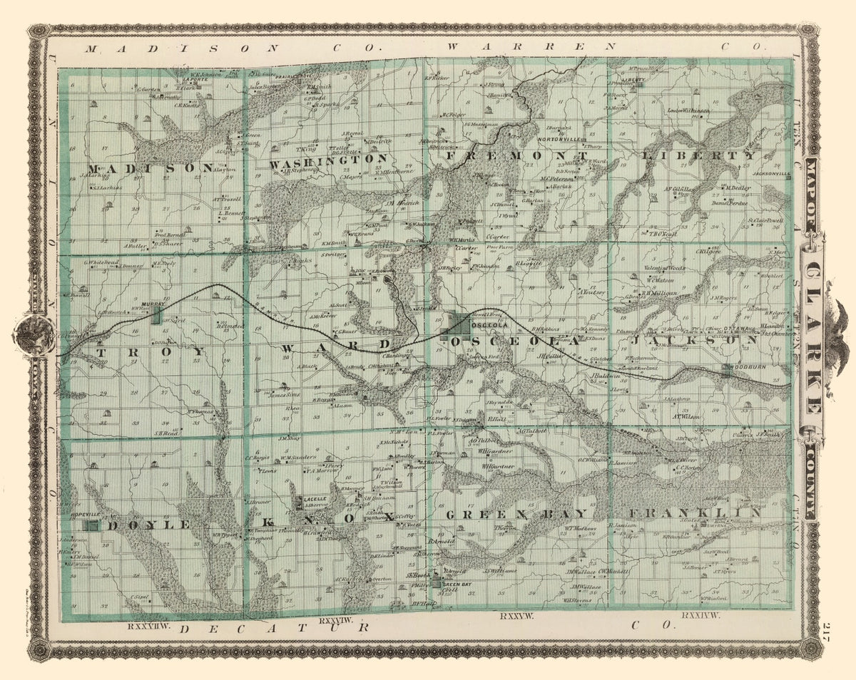 Preview of Vintage Map of Clarke County, Iowa 1875
