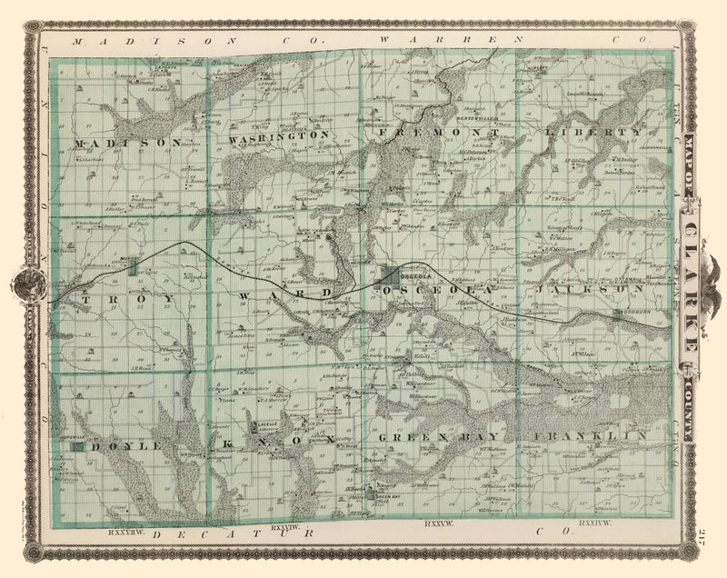 Size comparison using Vintage Map of Clarke County, Iowa 1875