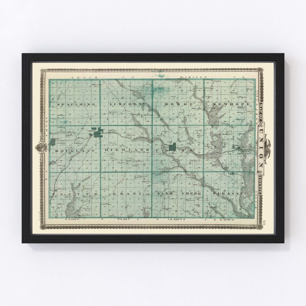 Union County Vintage Map 1875