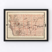 Mills County Vintage Map 1875