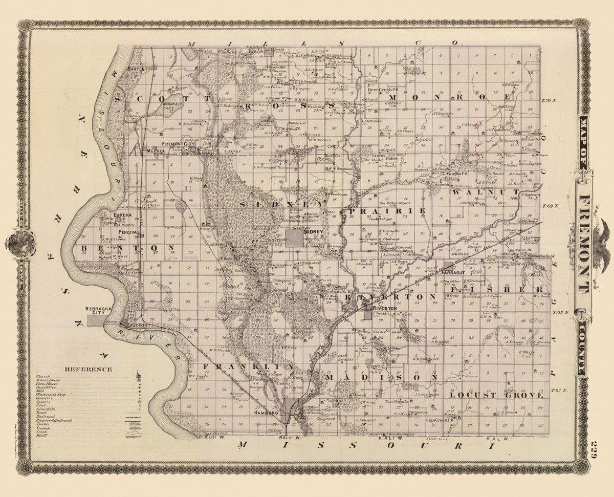 Preview of Vintage Map of Fremont County, Iowa 1875