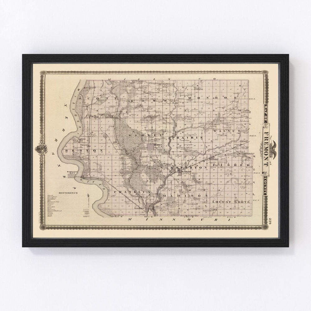 Fremont County Vintage Map 1875