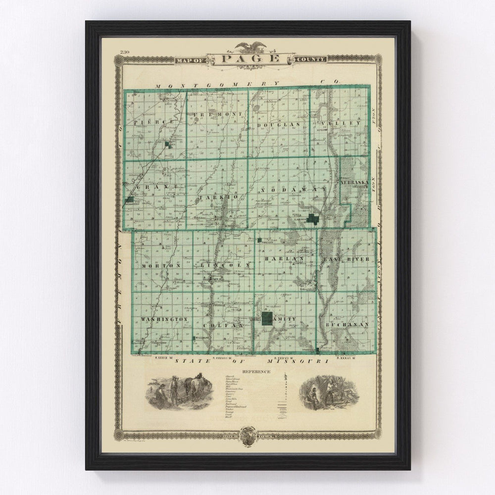 Page County Vintage Map 1875