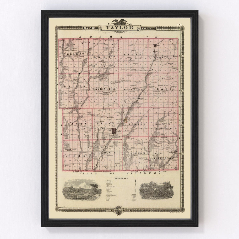 Taylor County Vintage Map 1875
