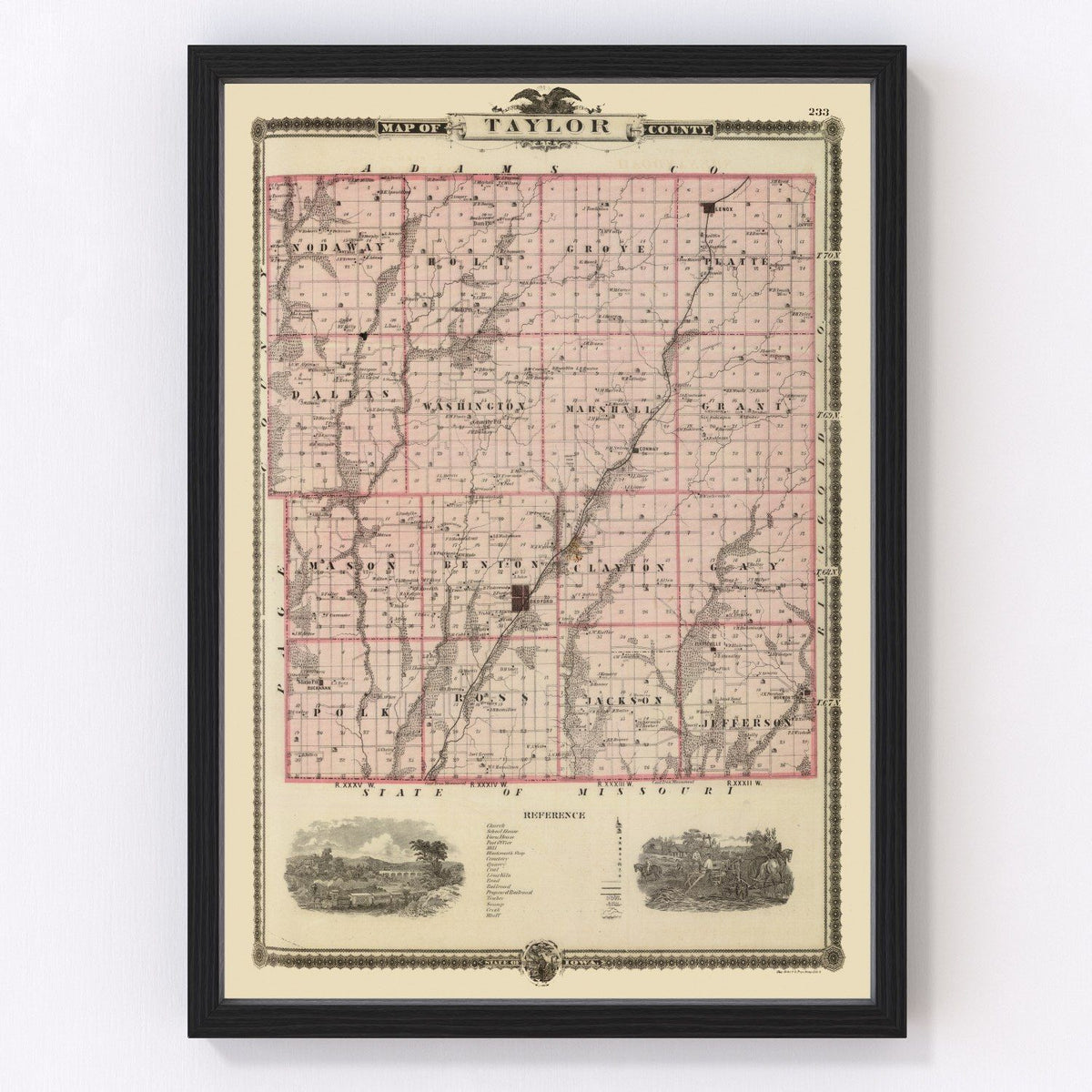 Taylor County Vintage Map 1875