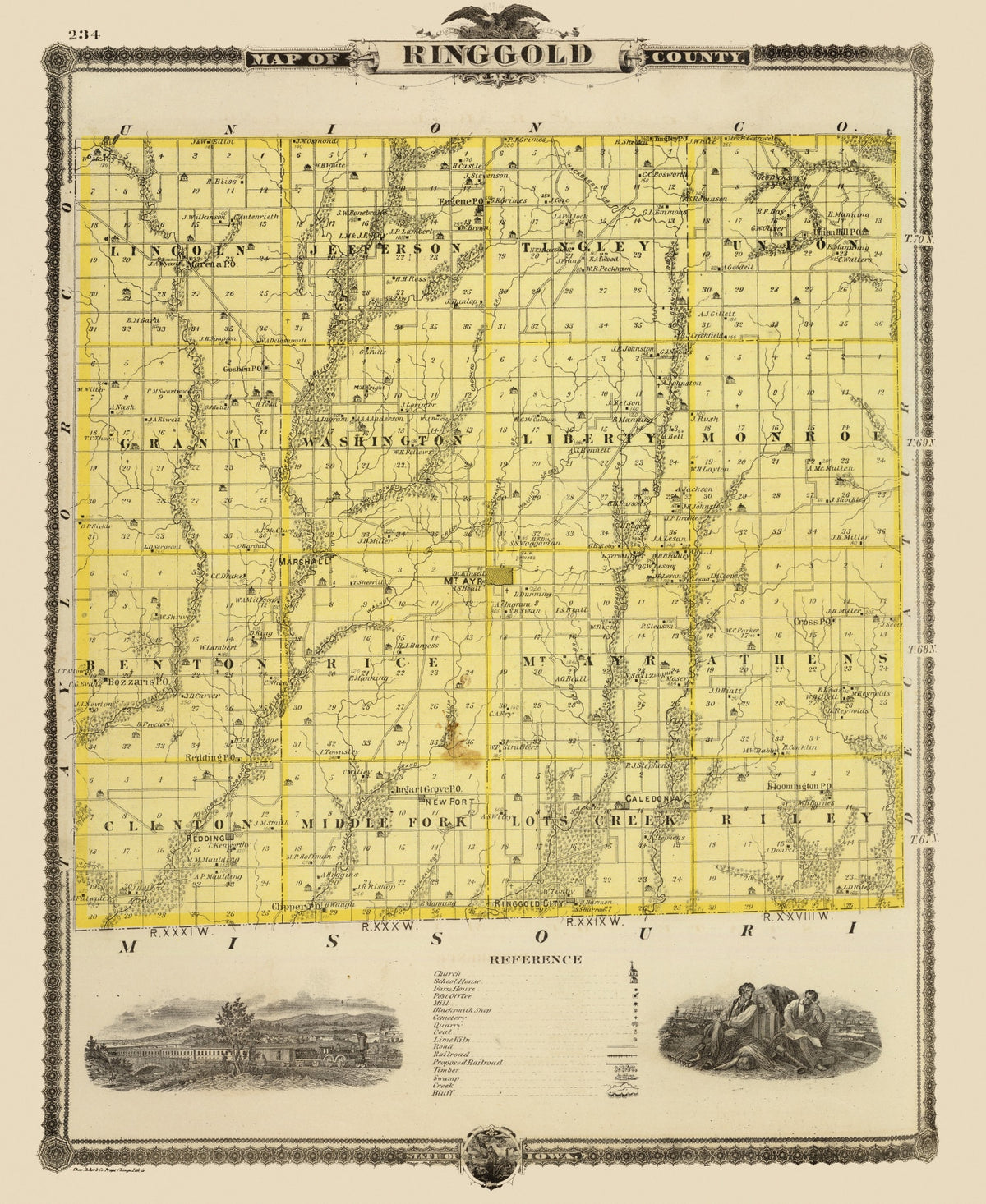 Preview of Vintage Map of Ringgold County, Iowa 1875