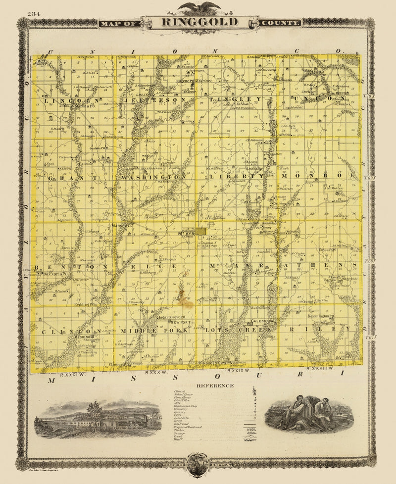 Size comparison using Vintage Map of Ringgold County, Iowa 1875