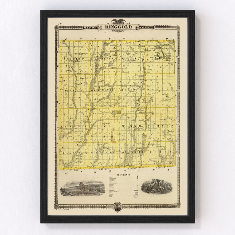 Ringgold County Vintage Map 1875