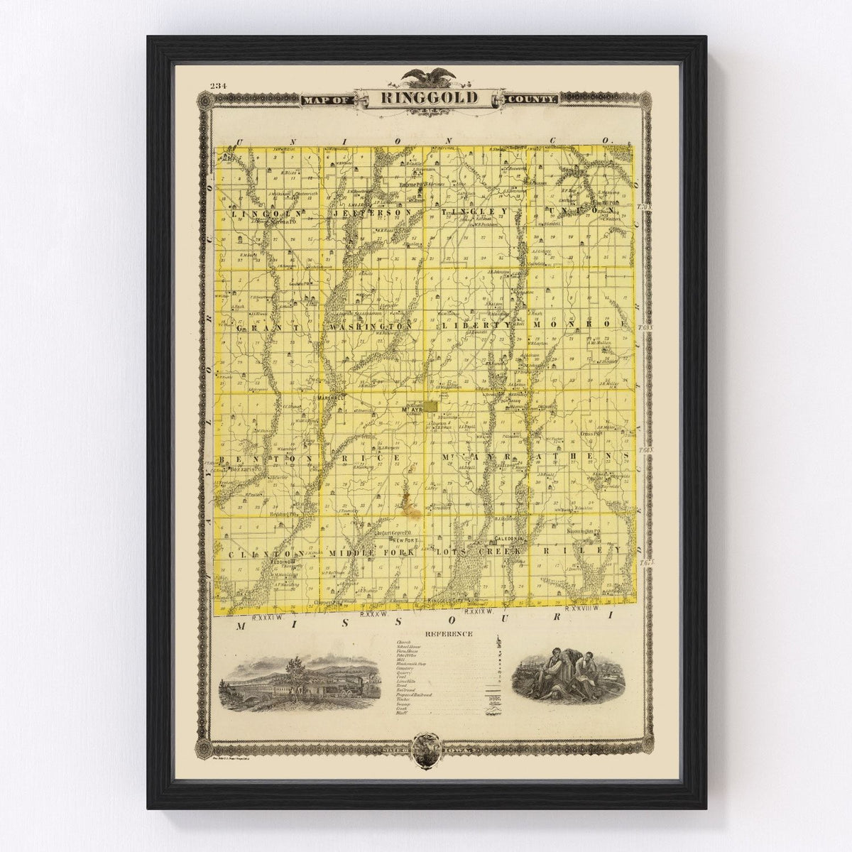 Ringgold County Vintage Map 1875