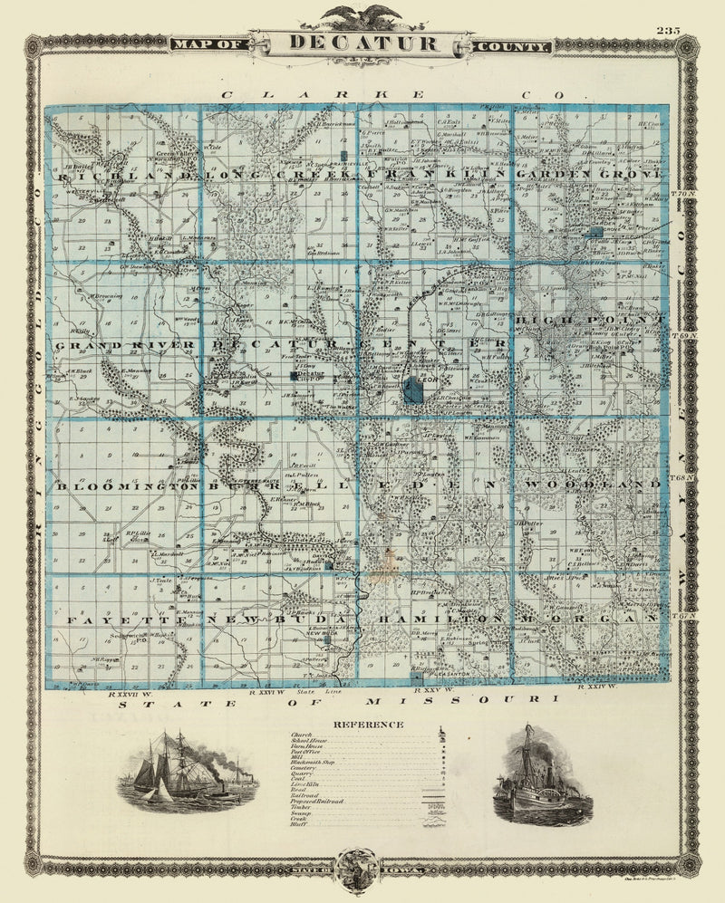 Size comparison using Vintage Map of Decatur County, Iowa 1875