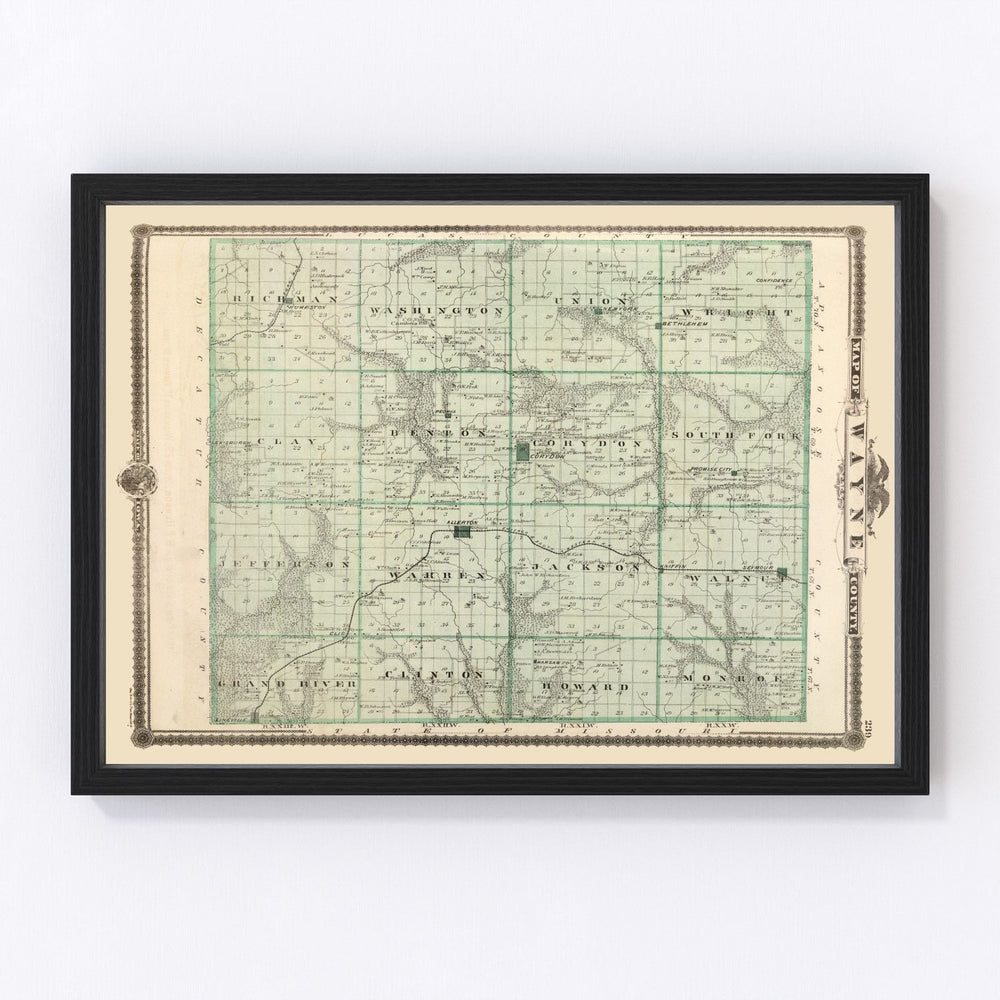 Wayne County Vintage Map 1875