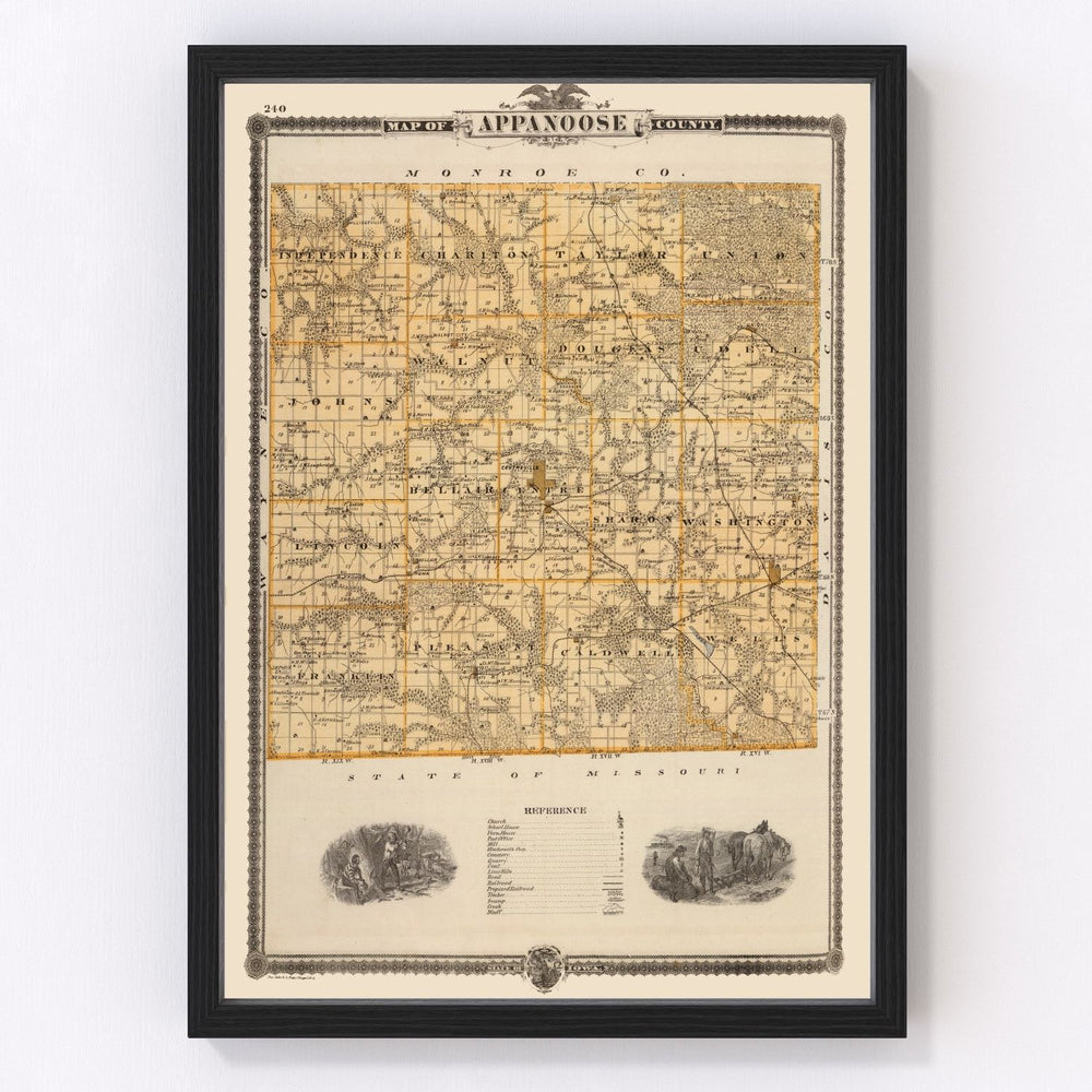 Appanoose County Vintage Map 1875