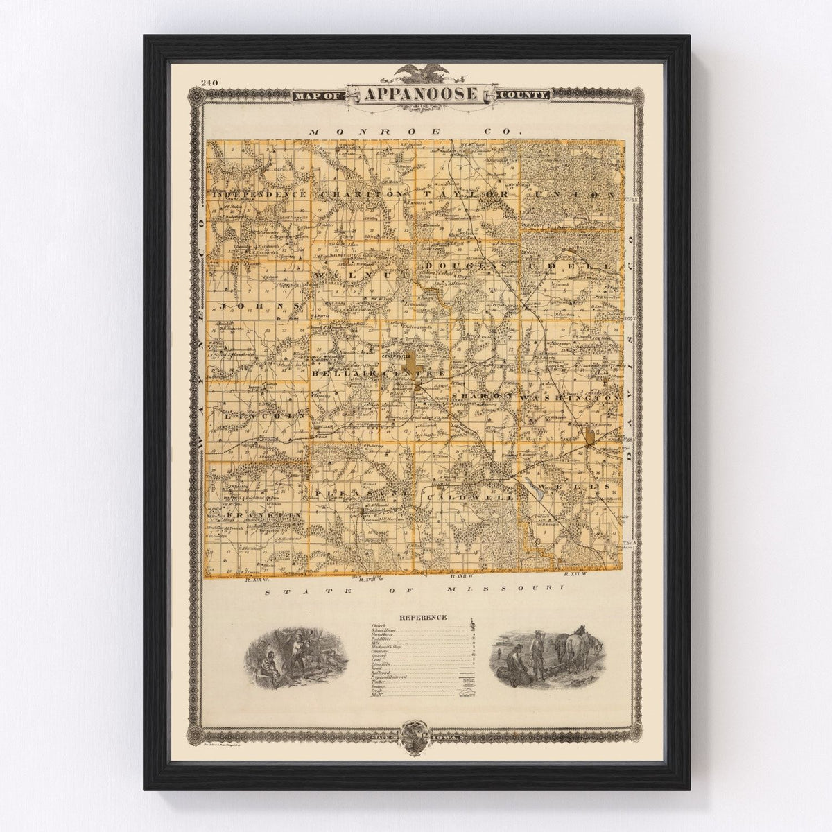Appanoose County Vintage Map 1875
