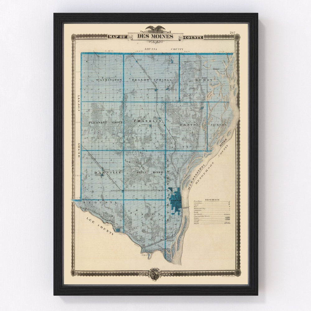Des Moines County Vintage Map 1875