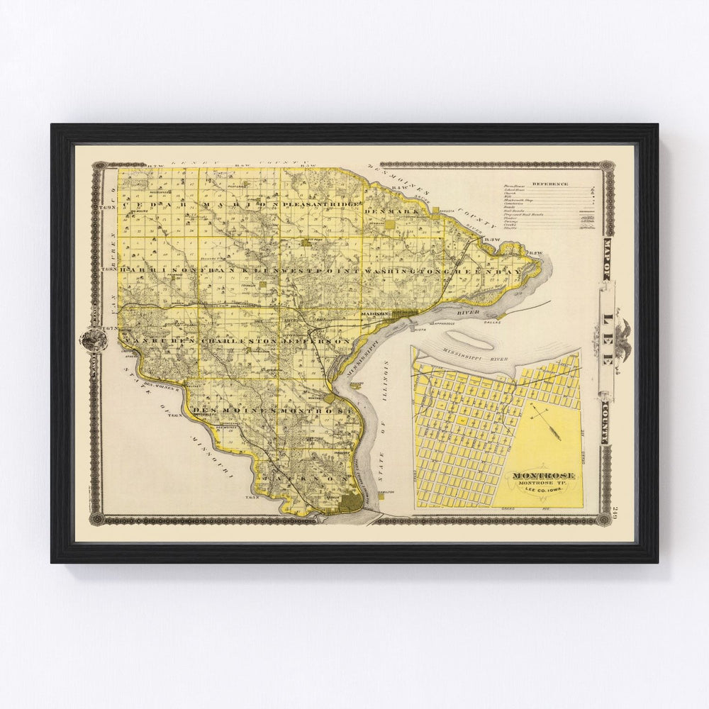 Lee County Vintage Map 1875