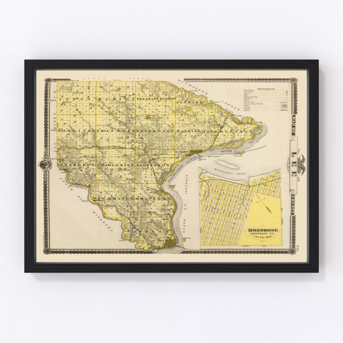 Lee County Vintage Map 1875