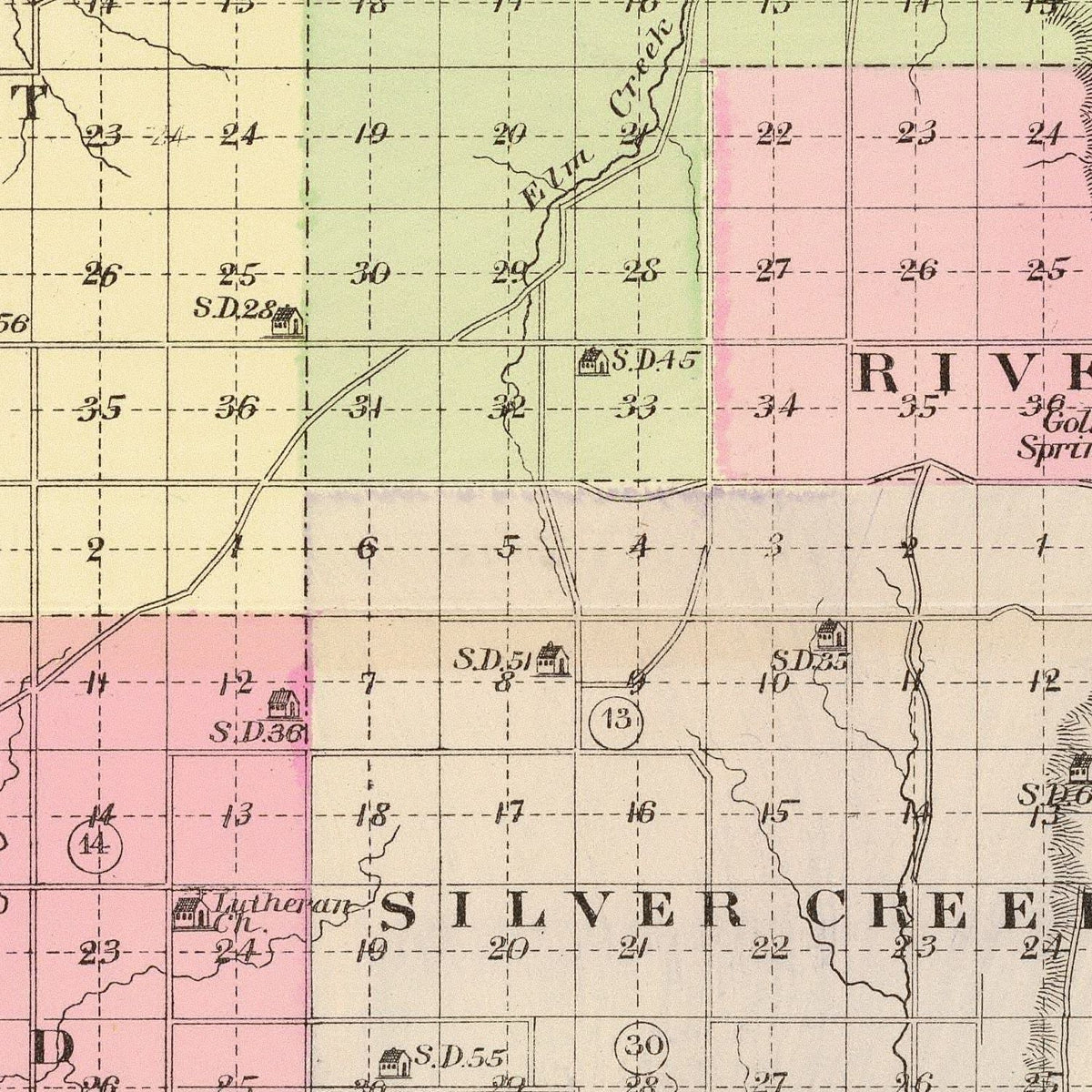 Restored historic details from the 1885 county map of Burt County, Nebraska