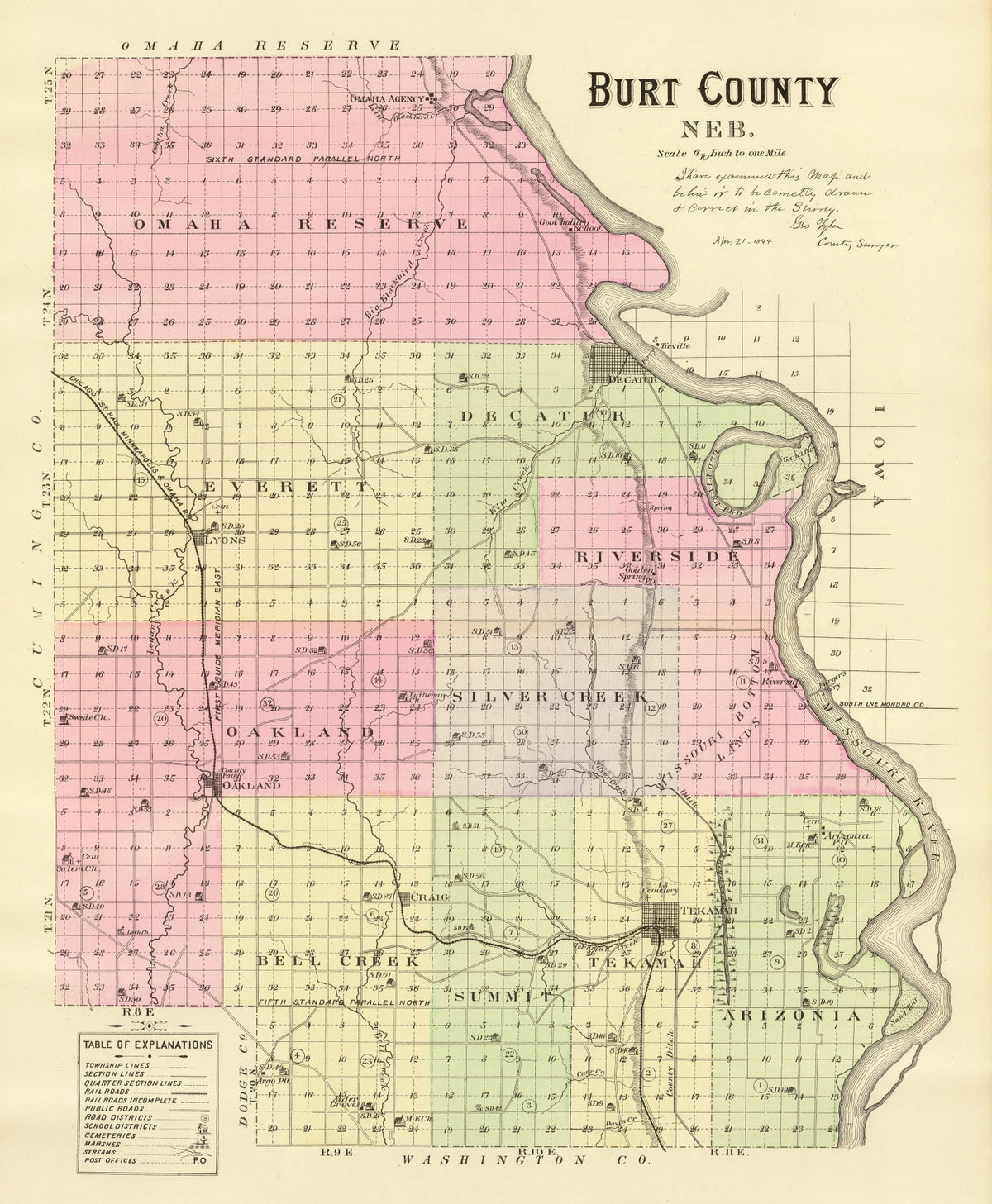 Preview of Vintage Map of Burt County, Nebraska 1885