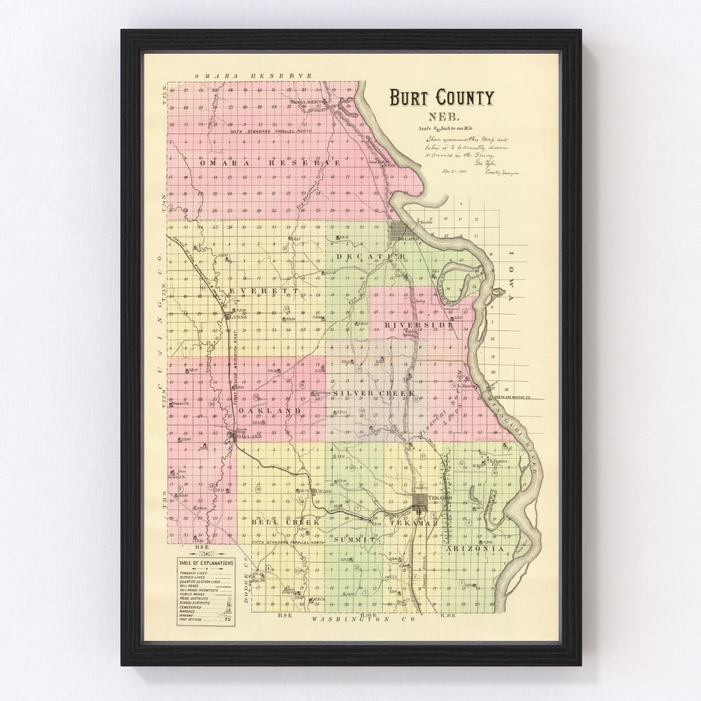 Burt County Vintage Map 1885