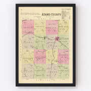 Adams County Vintage Map 1885