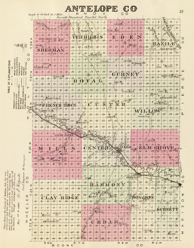 Size comparison using Vintage Map of Antelope County, Nebraska 1885