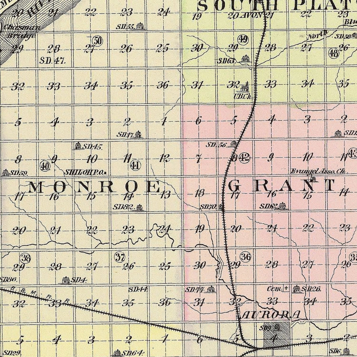 Restored historic details from the 1885 county map of Hamilton County, Nebraska