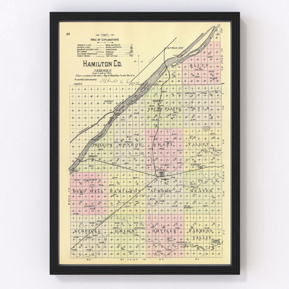 Hamilton County Vintage Map 1885