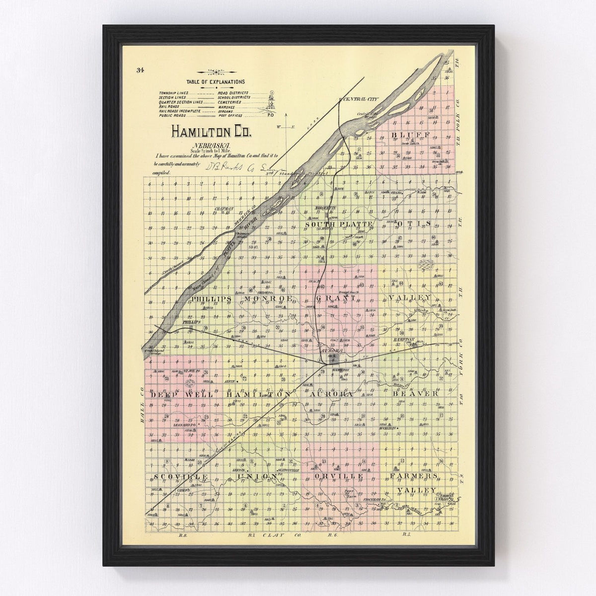 Hamilton County Vintage Map 1885