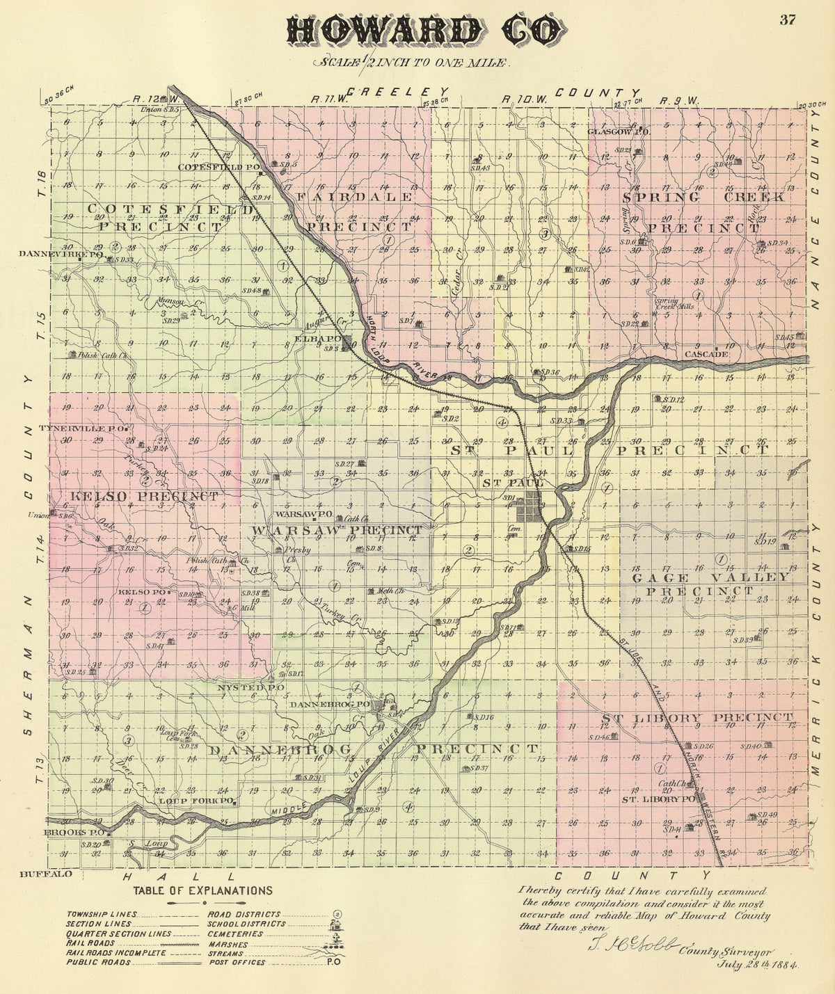Preview of Vintage Map of Howard County, Nebraska 1885