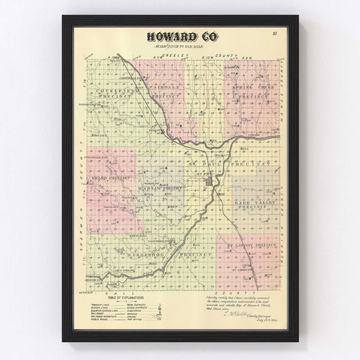 Howard County Vintage Map 1885
